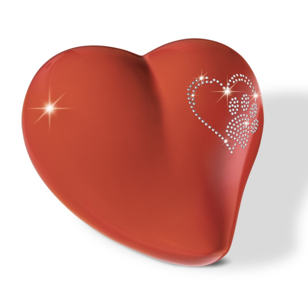 Tierurne Herzform Crystal Element Rot